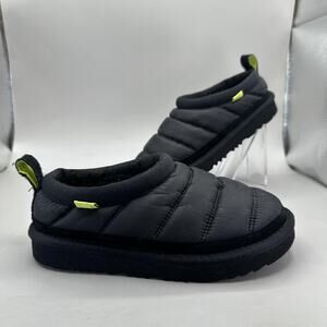 UGG Tasman Slippers Kids Size 1 Black Quilted Fleece Lined Slip On Shoes